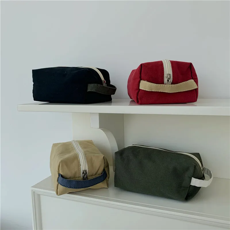 Large Canvas Contrast Color Cotton Solid Bags
