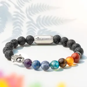 Lava 7 Chakra Natural Stone Hamsa Bracelet