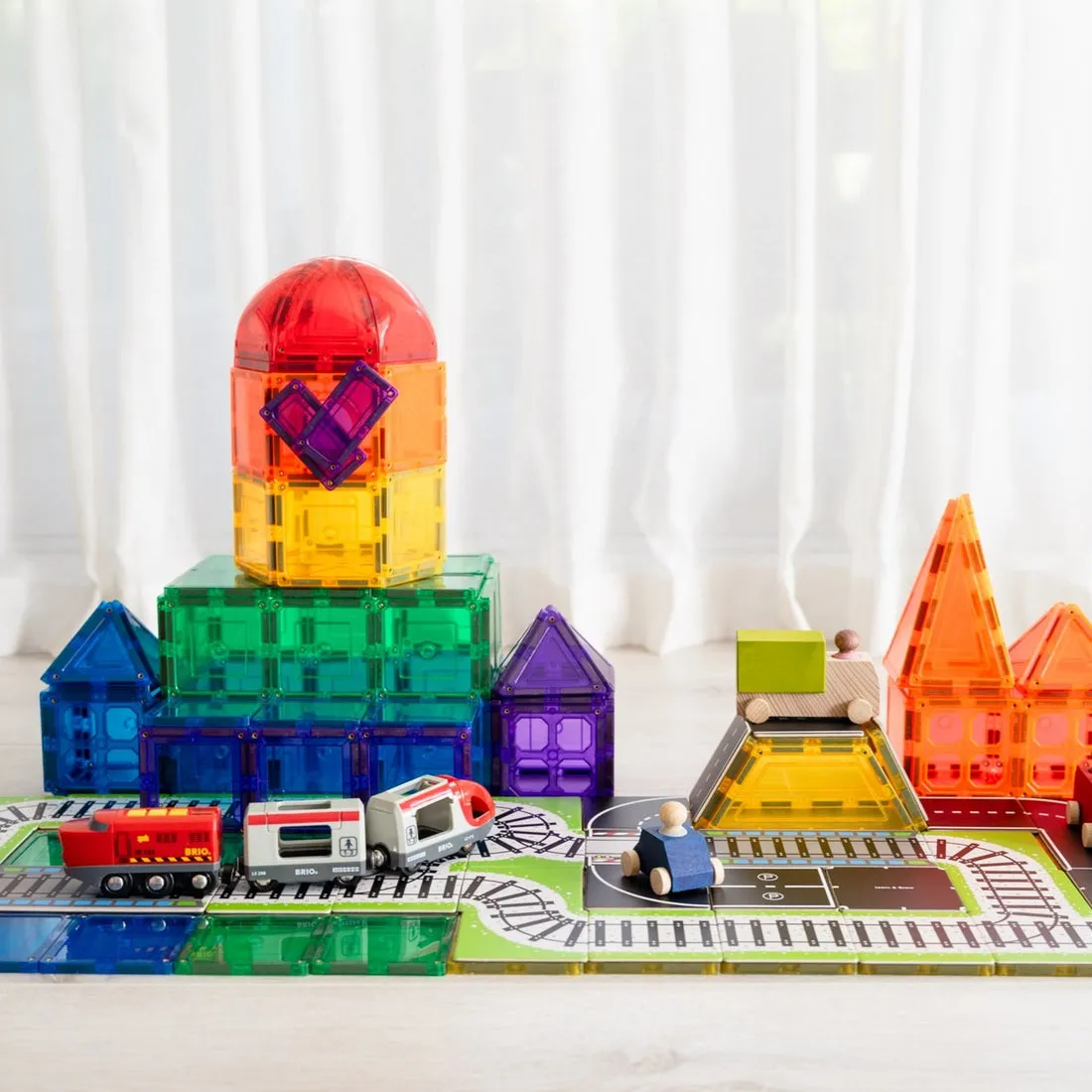 Learn & Grow Magnetic Tile Toppers - Train Track