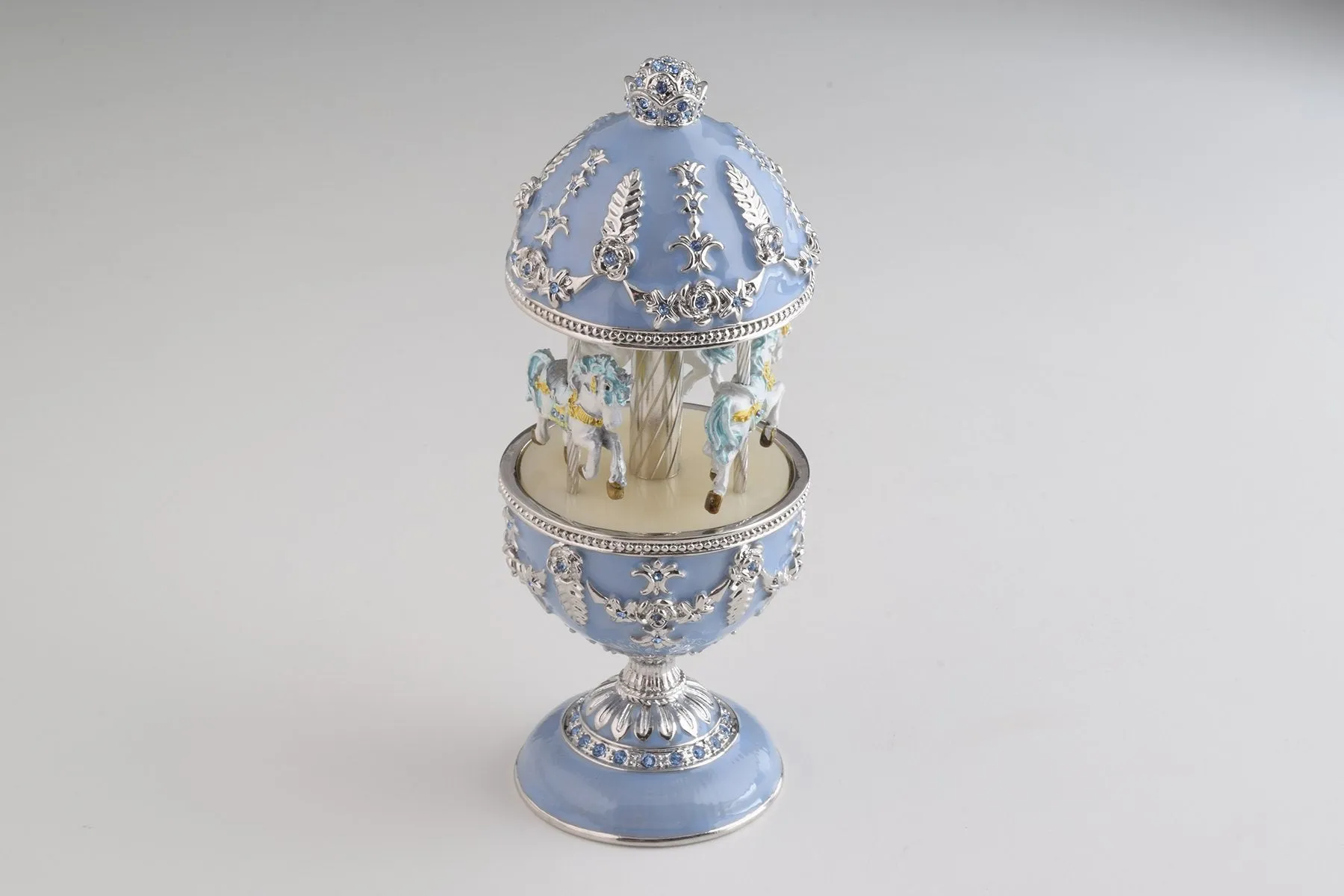 Light Blue Musical Carousel Faberge Egg