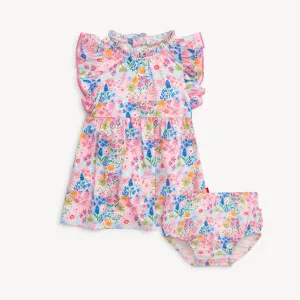 lily modal magnetic little baby ruffle sleeve dress   diaper cover set