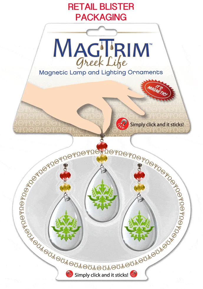 Logo Crystal - Crest- Alpha Chi Omega   (Set of 3) MAGNETIC ORNAMENT