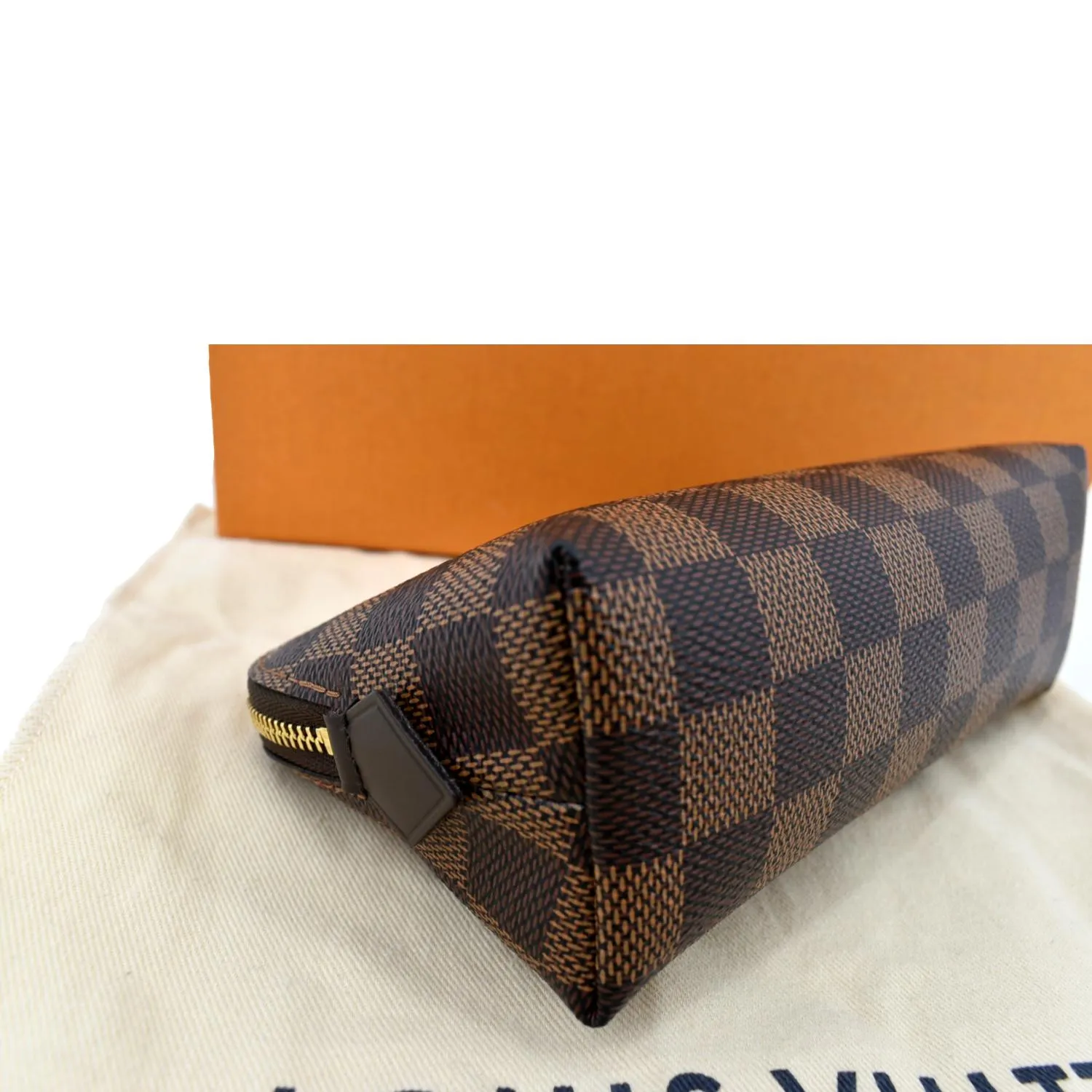 LOUIS VUITTON Damier Ebene Cosmetic Pouch Brown