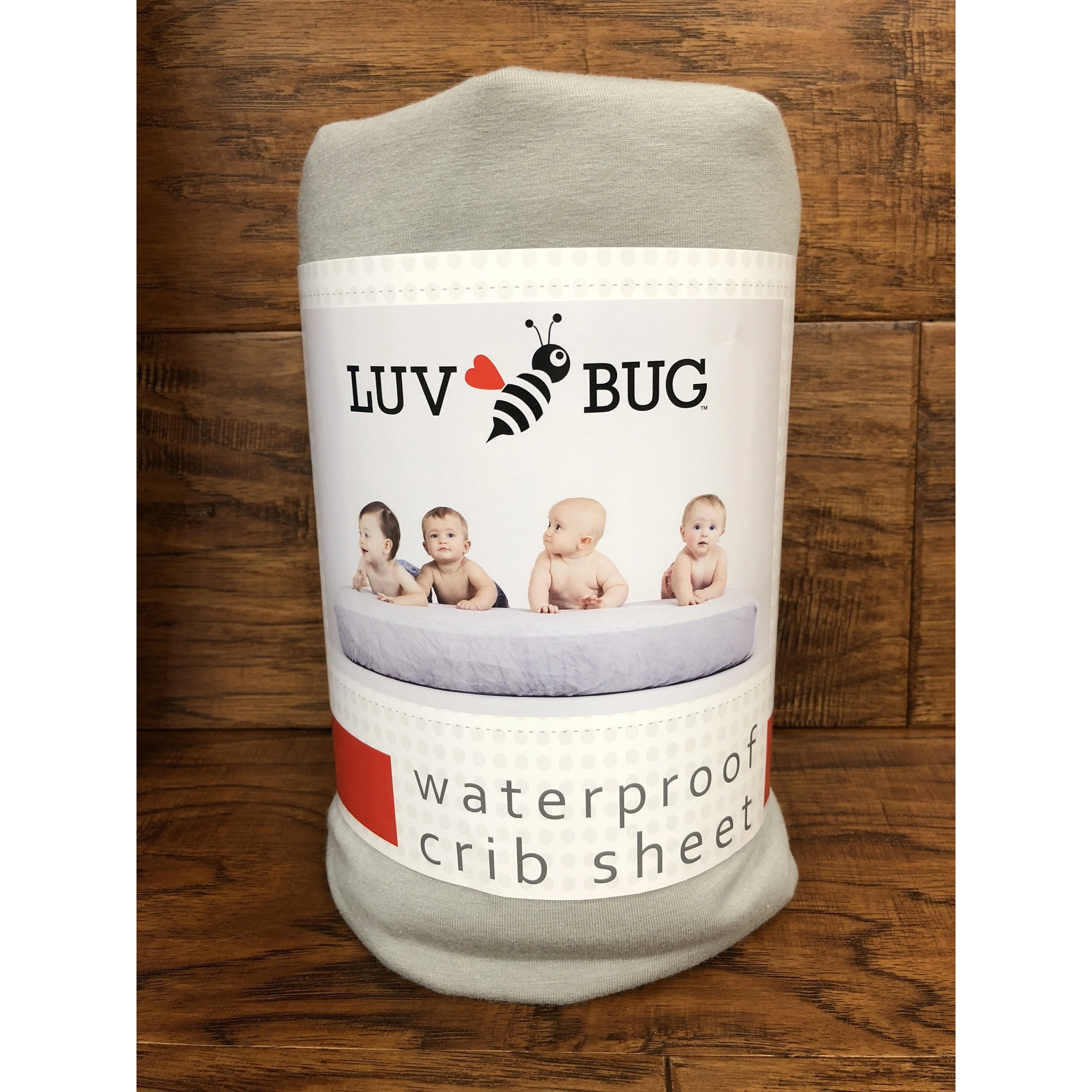 Luv Bug Waterproof Crib Sheet - Gray Jersey