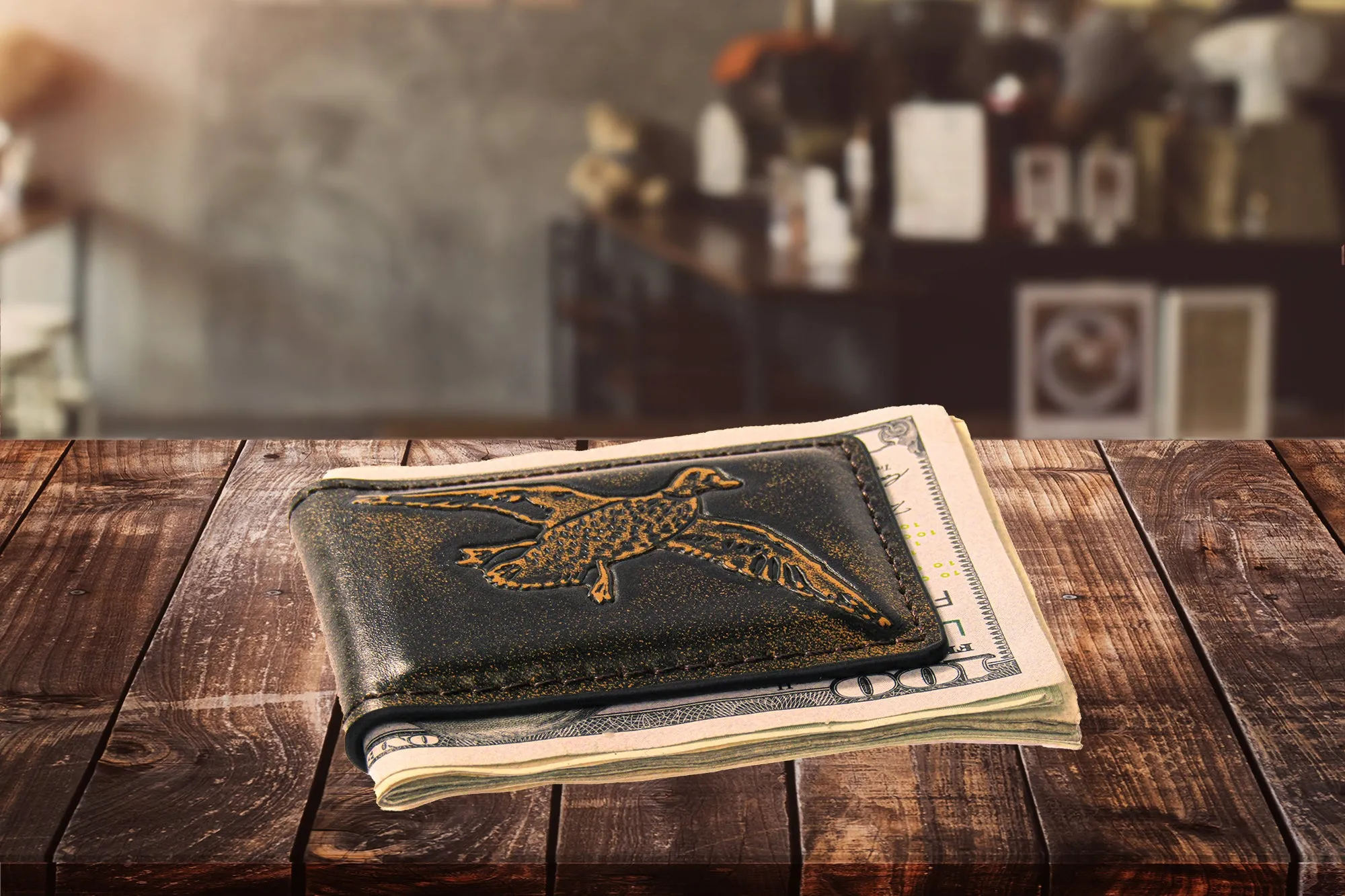 Mallard Burnished Leather Money Clip