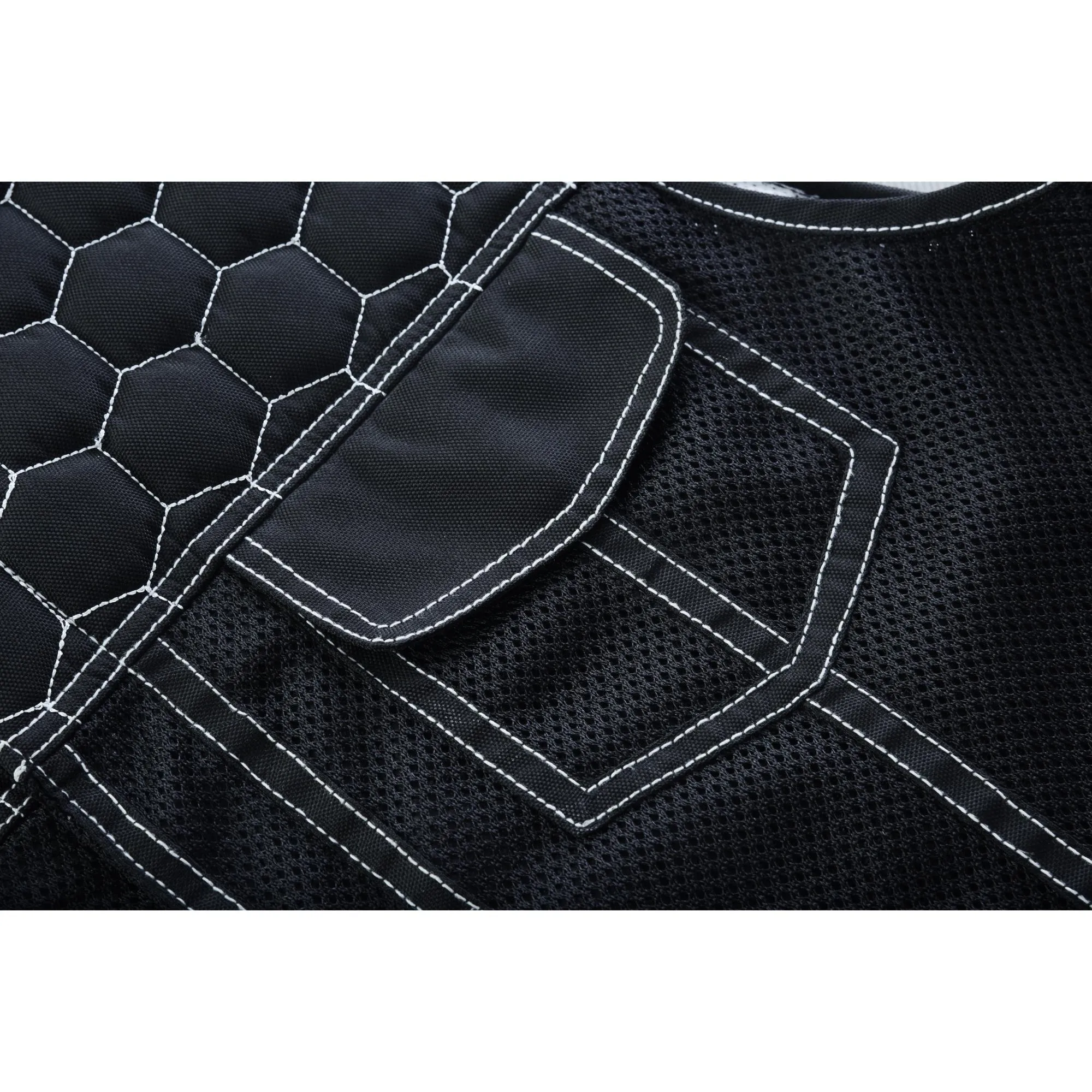 Men's Black Mesh Textile Vest with White Paisley Liner