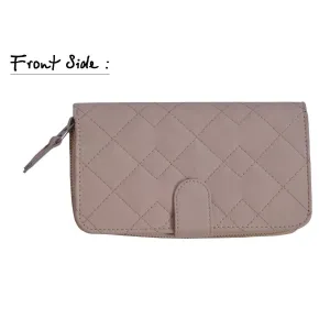 Men's Cream Zip Round Quilted Leather Purse