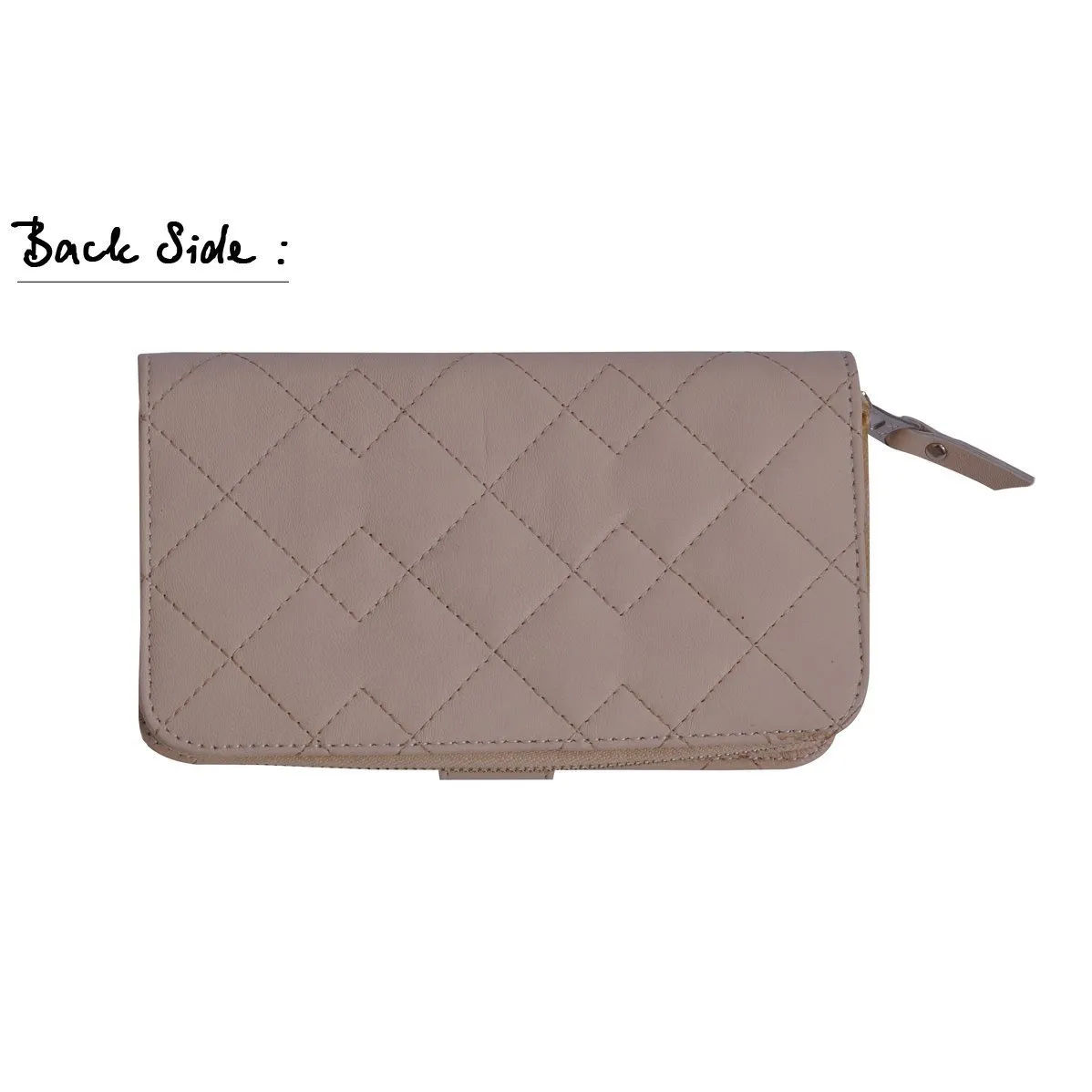 Men's Cream Zip Round Quilted Leather Purse