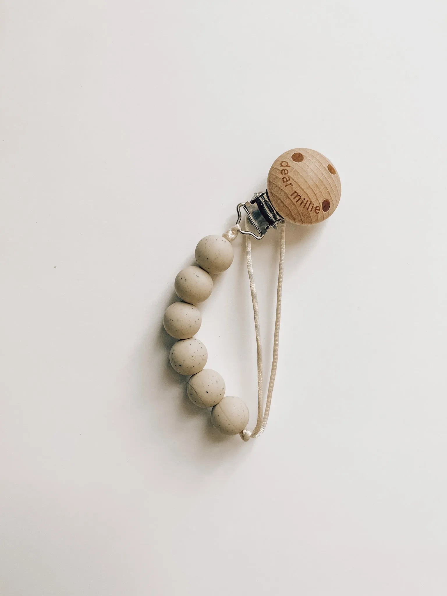 Mini Pacifier Clip - Speckled Oat