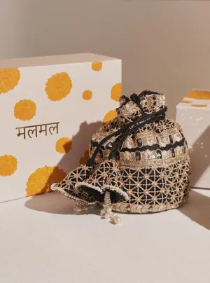 Mulmul Nandita Black Potli Bag