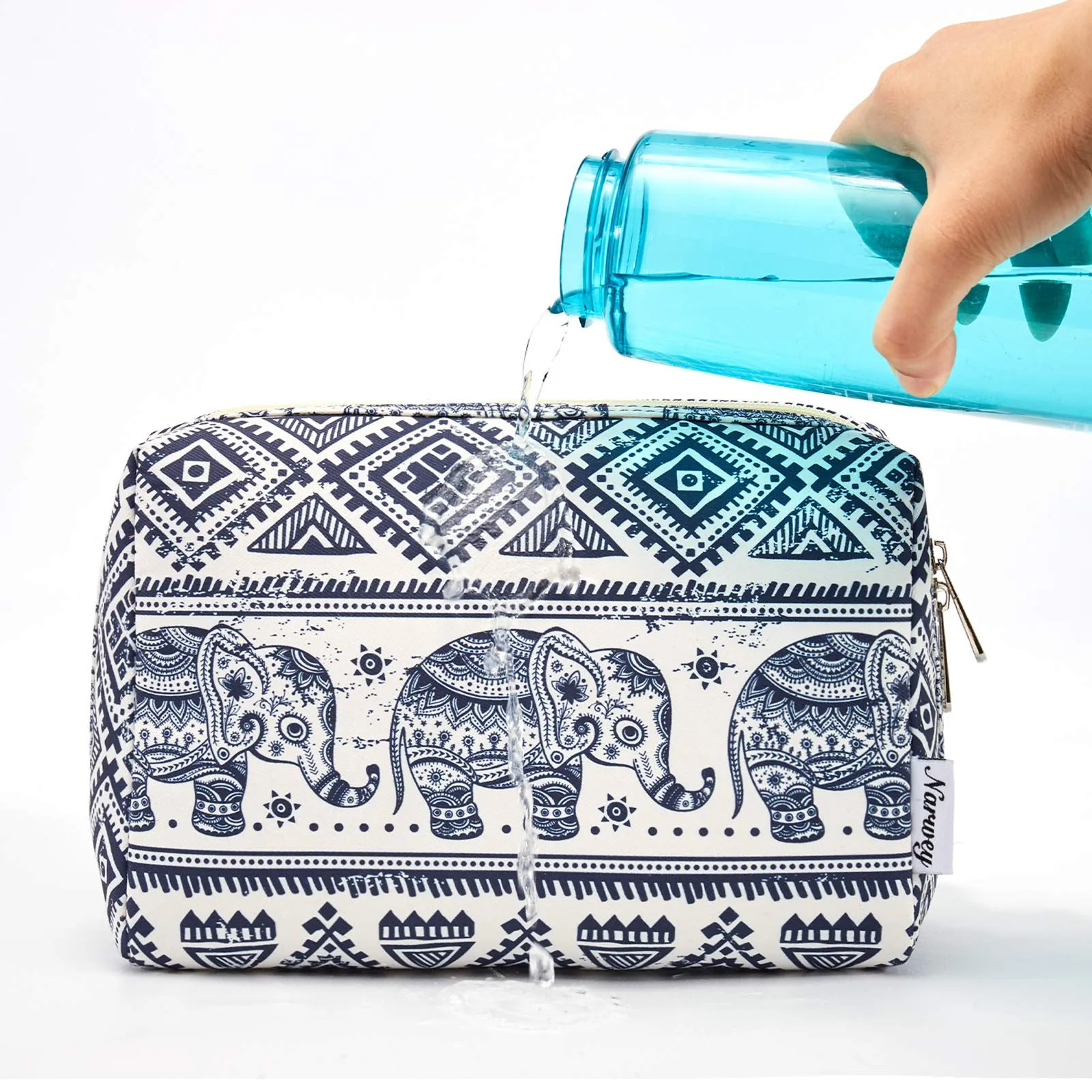 Narwey Cute Makeup Bag Travel Cosmetic Bag Organizer Toiletry Bag Make Up Bags with Compartments for Women Girls (Large, Elephant)
