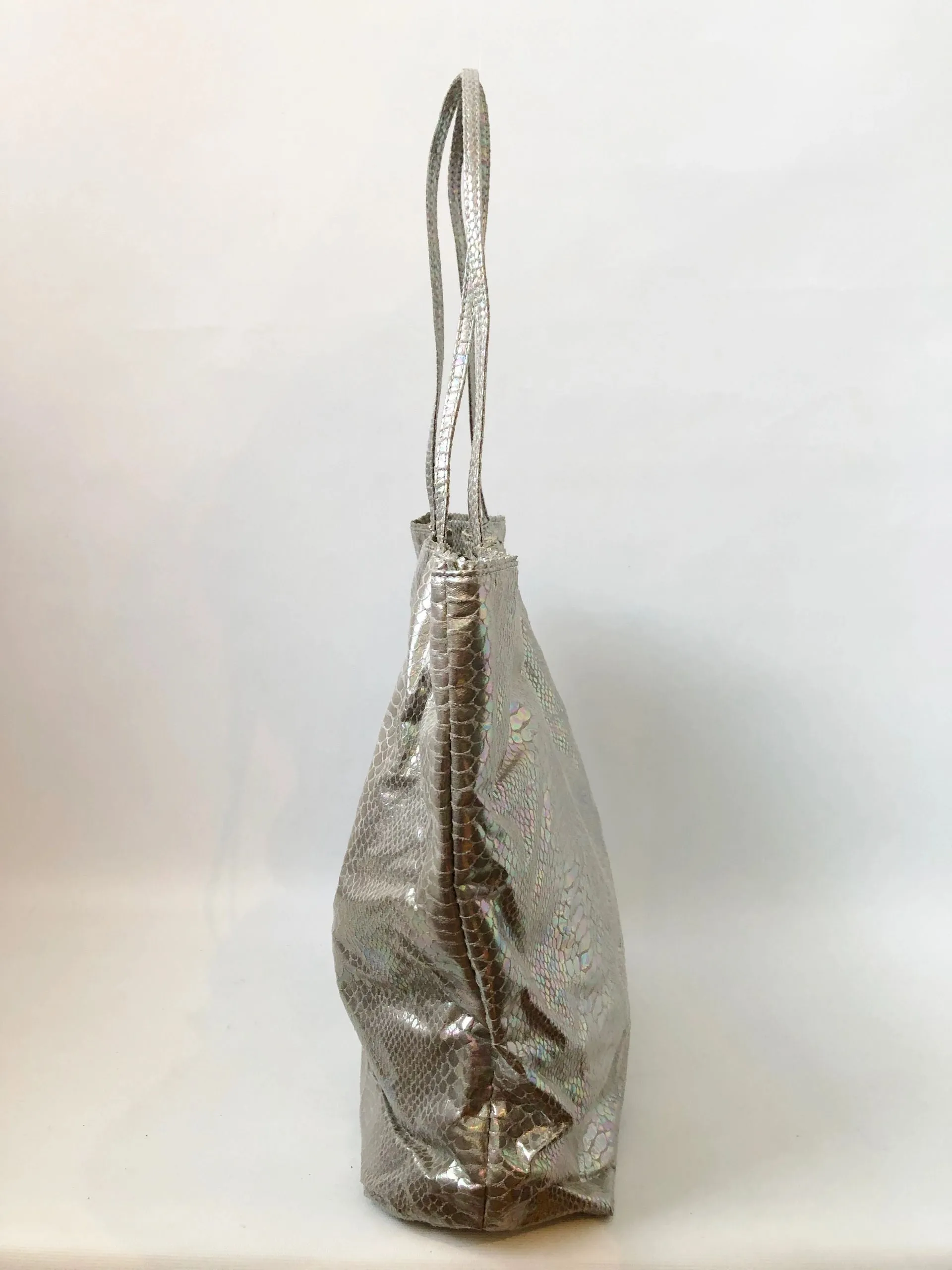 NEW Carlos Falchi Silver Tote W/Pouch