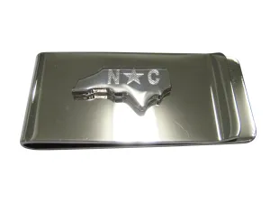 North Carolina State Map Shape and Flag Design Money Clip