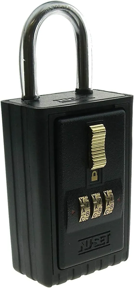 NUSET 3-Alpha Combination Lockbox, Keyed Shackle, A to Z Dials