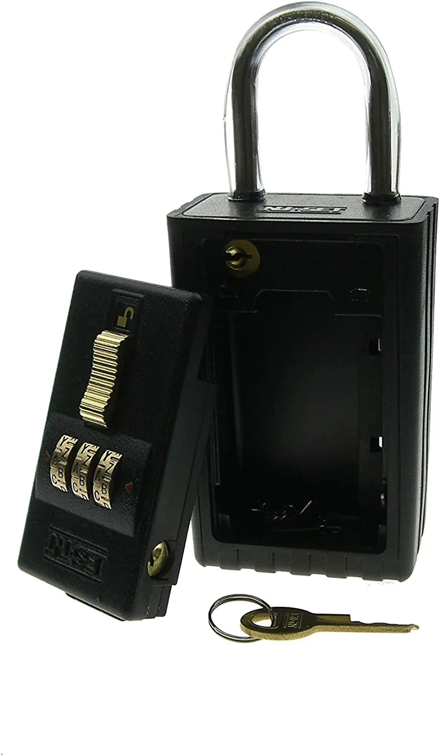 NUSET 3-Alpha Combination Lockbox, Keyed Shackle, A to Z Dials
