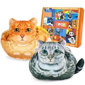 Openhahaha Drawstring Makeup Bag, Cat Makeup Bag, Travel Makeup Organizer, Cosmetic Pouch Bag, Cat Gift for Women, Lay Flat Makeup Bag Gifts for Cat Lovers((2-Pack))