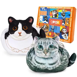 Openhahaha Drawstring Makeup Bag, Cat Makeup Bag, Travel Makeup Organizer, Cosmetic Pouch Bag, Cat Gift for Women, Lay Flat Makeup Bag Gifts for Cat Lovers(2-pack)