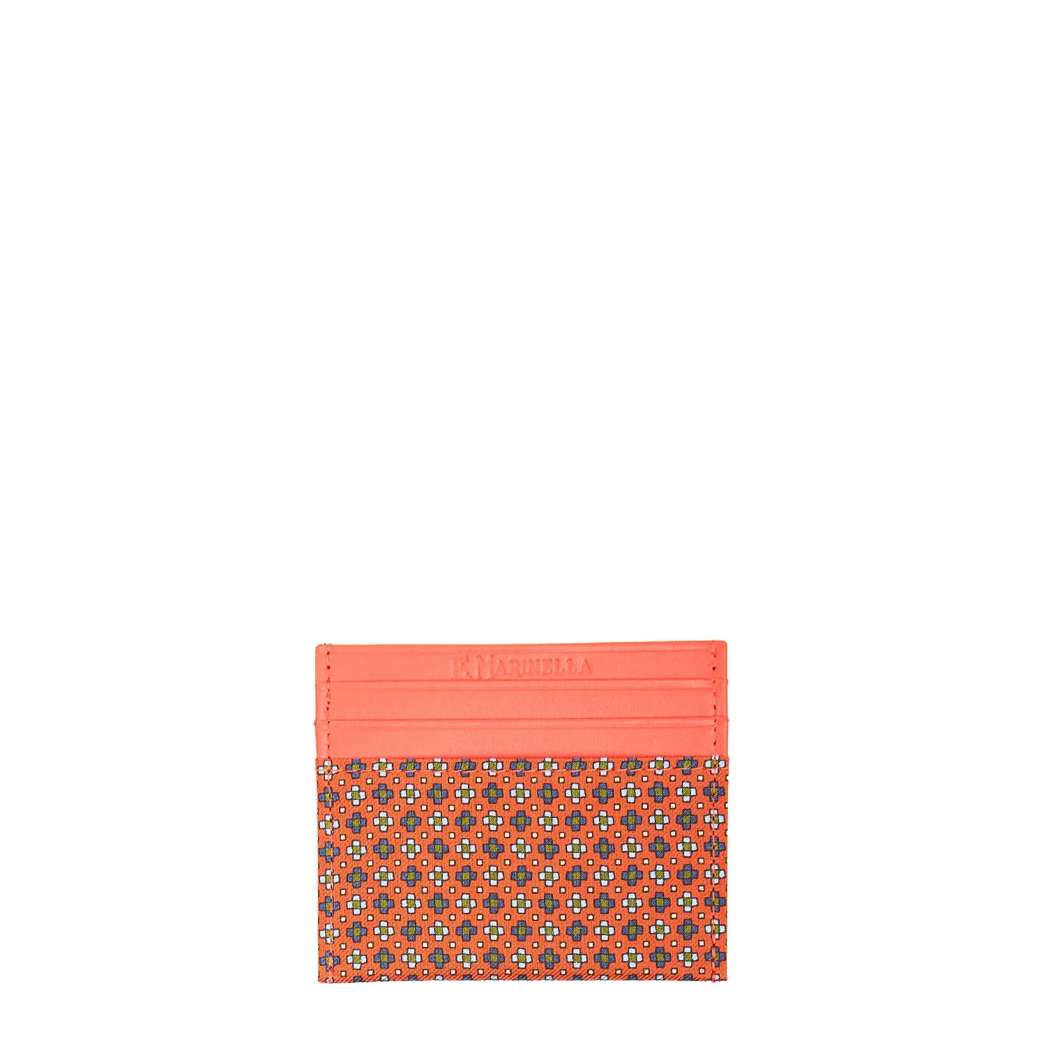 ORANGE LEATHER AND SILK CREDIT CARD HOLDER