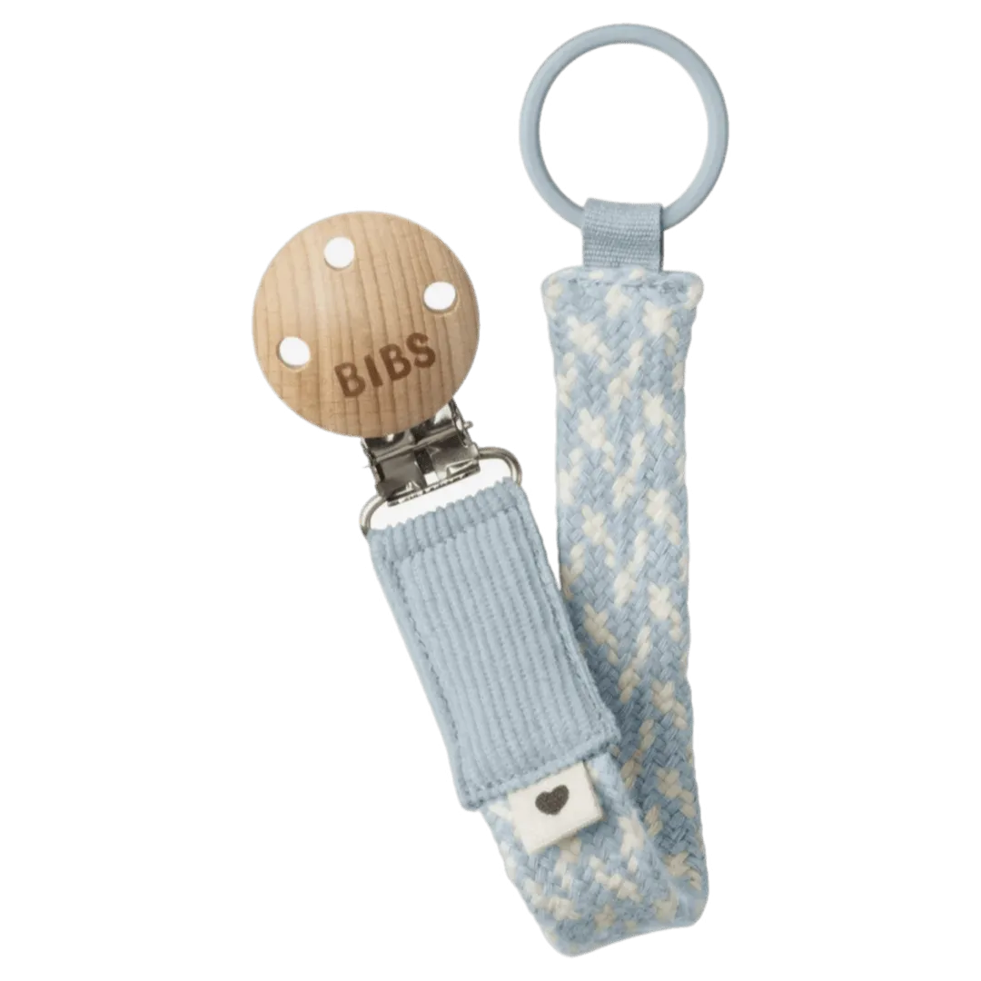 Pacifier Clip - Baby Blue/Ivory