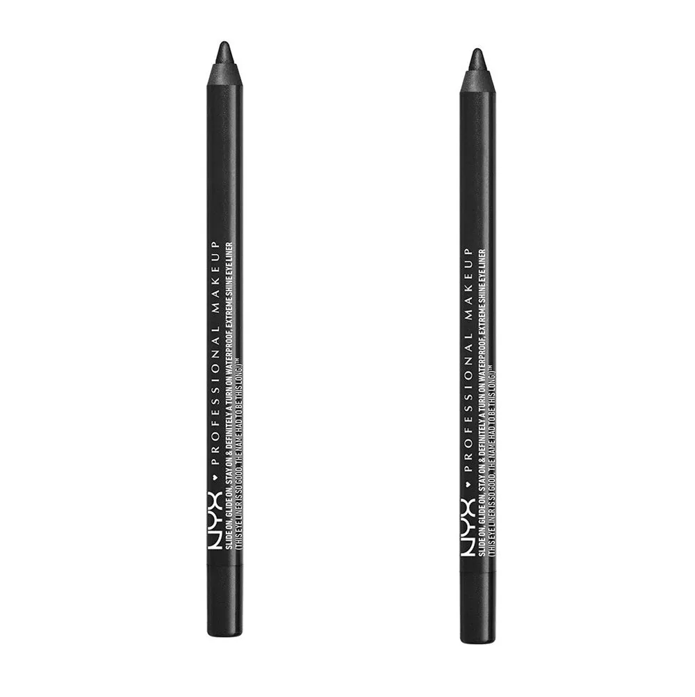 Pack of 2 NYX Slide On Eye Pencil Waterproof, Black Sparkle SL02
