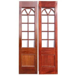 Pair of Vintage Solid Mahogany and Beveled Glass Single Interior Room Divider Doors