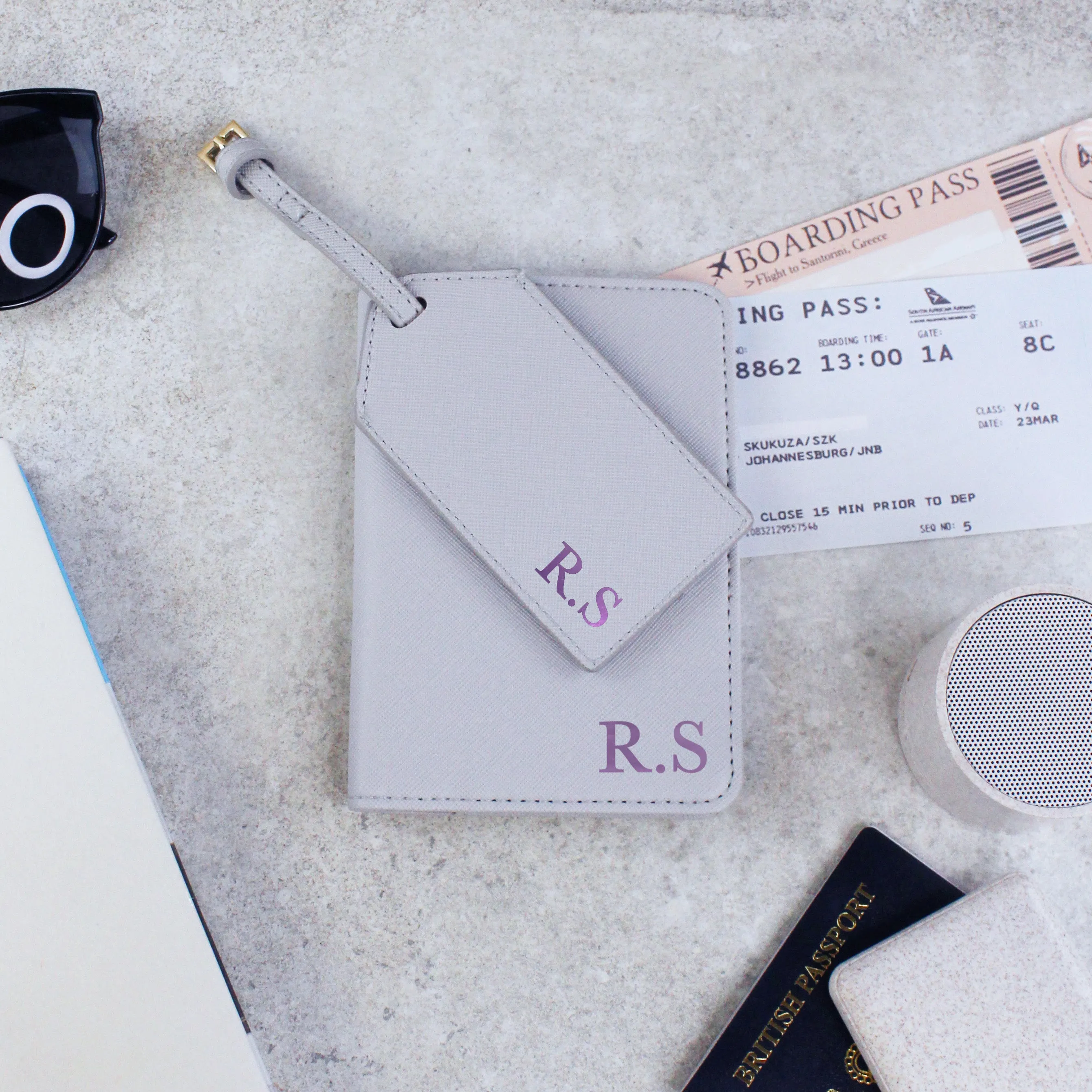 Personalised Monogrammed Weekender Bag & Passport Travel Set