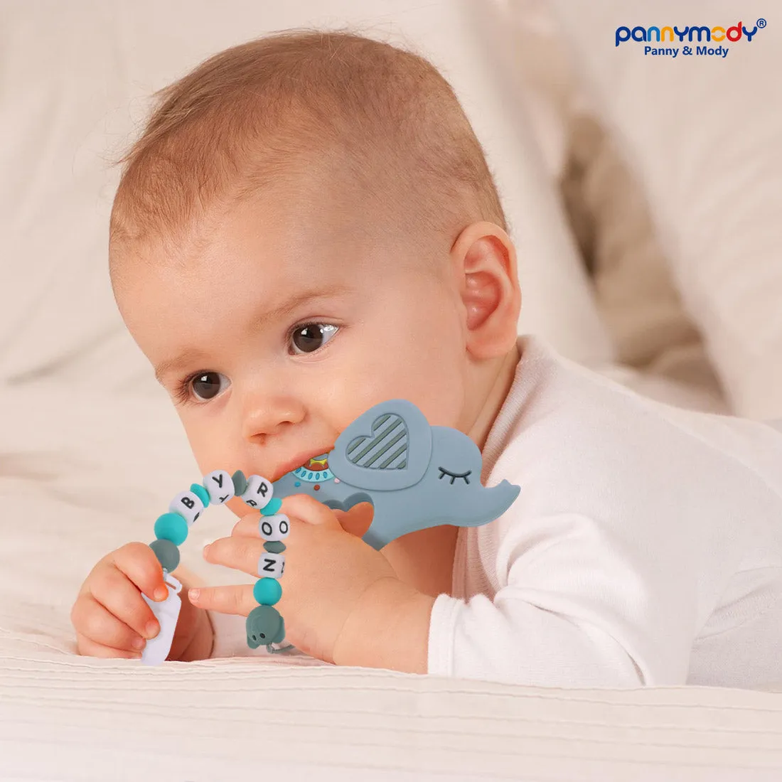 Personalized Pacifier Clip Teether Toys with Name - Circus Elephant