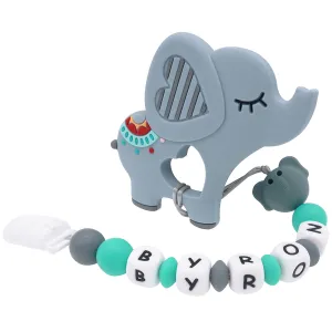 Personalized Pacifier Clip Teether Toys with Name - Circus Elephant
