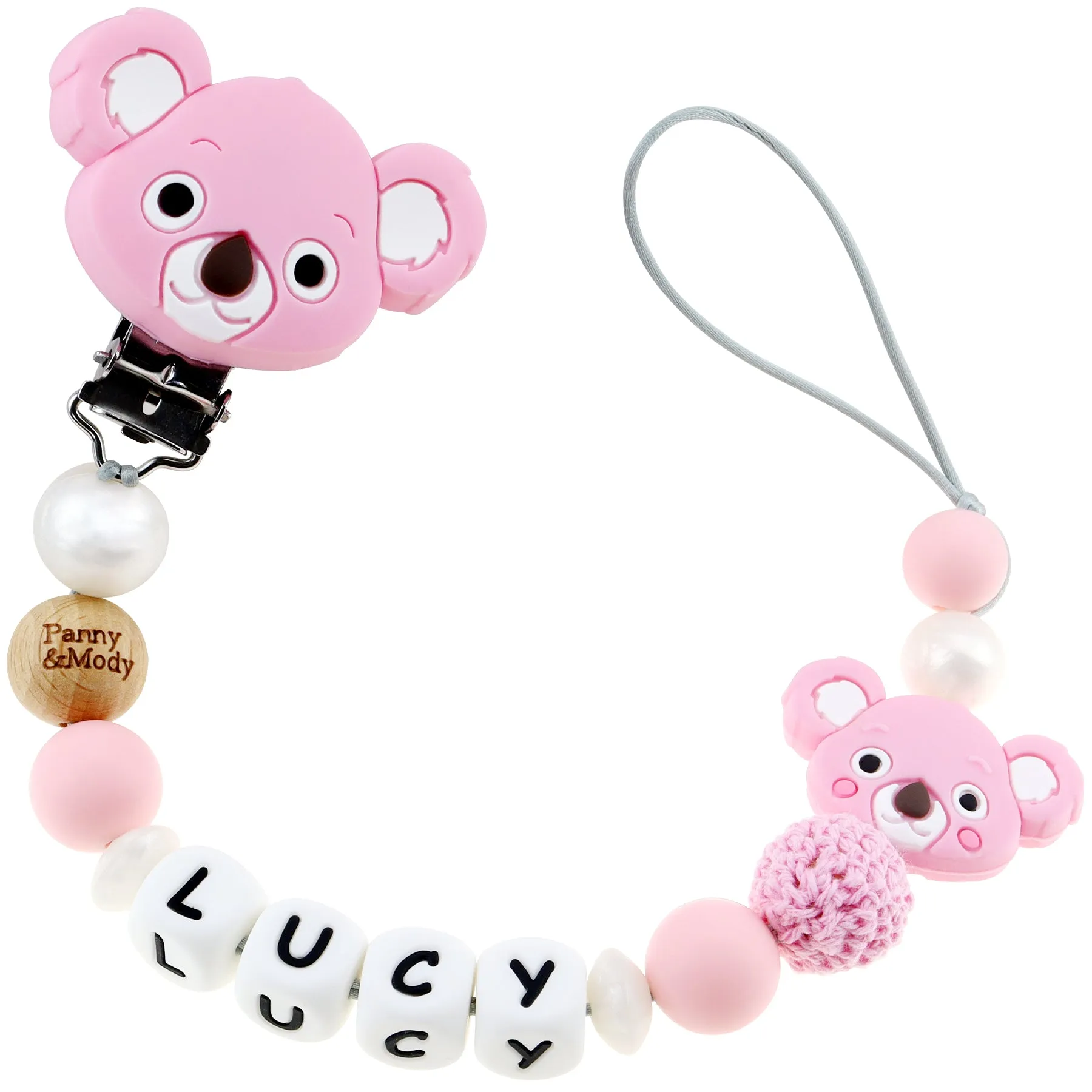Personalized Pacifier Clip with Name - Koala