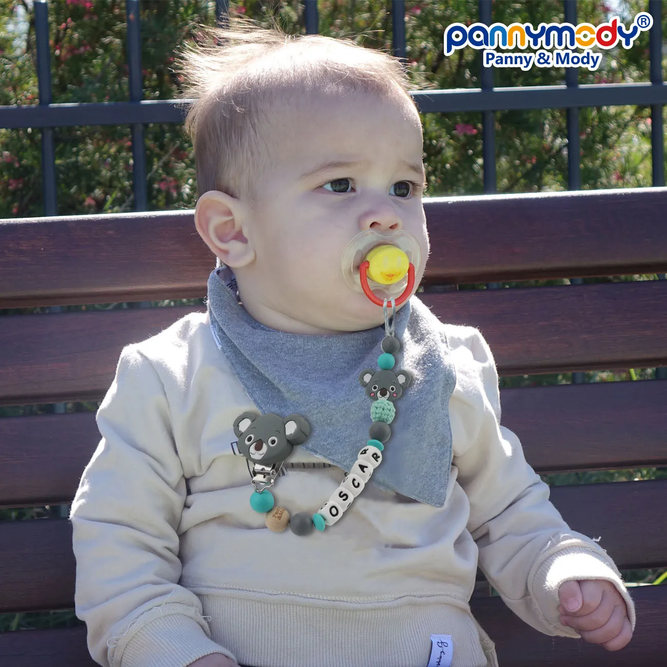 Personalized Pacifier Clip with Name - Koala