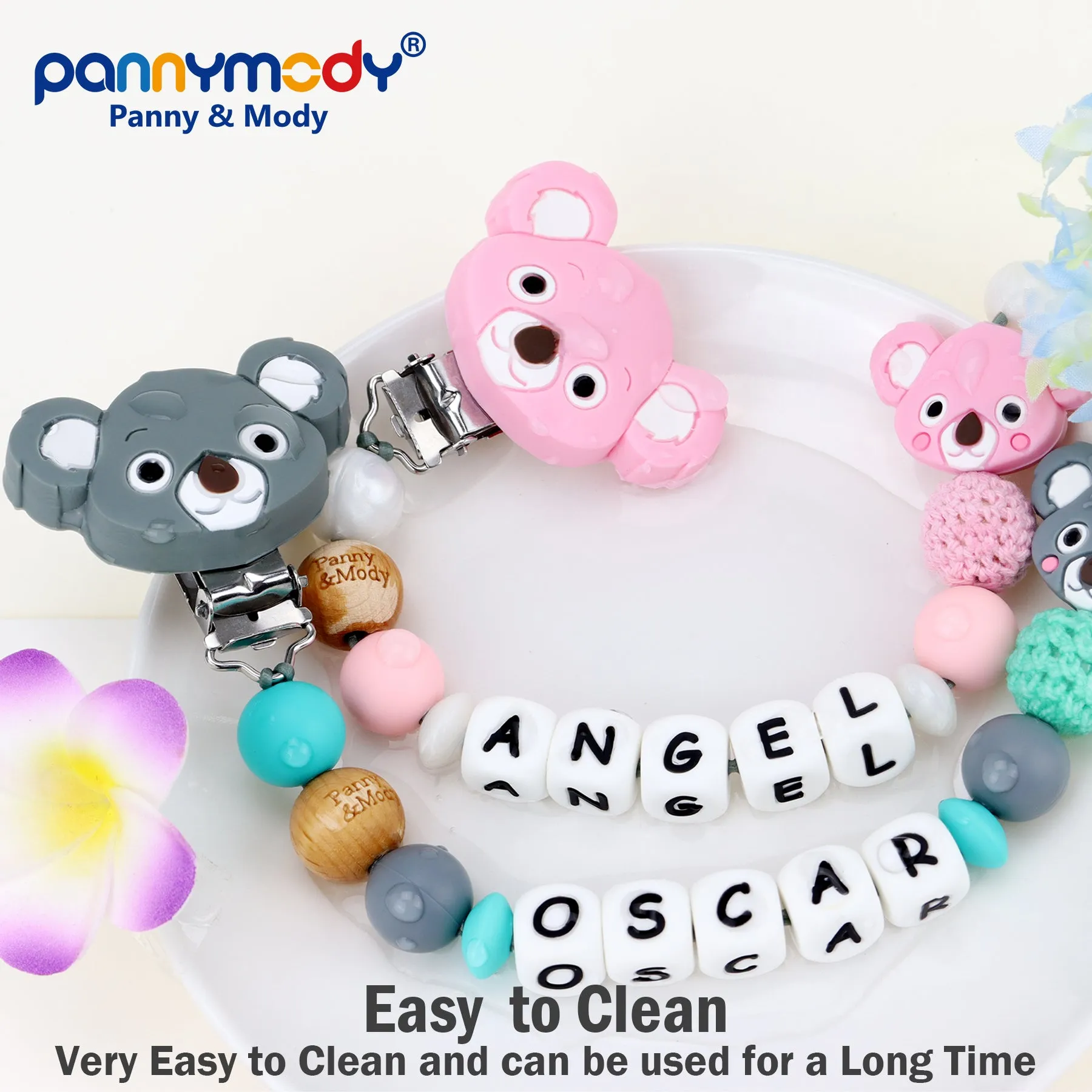 Personalized Pacifier Clip with Name - Koala