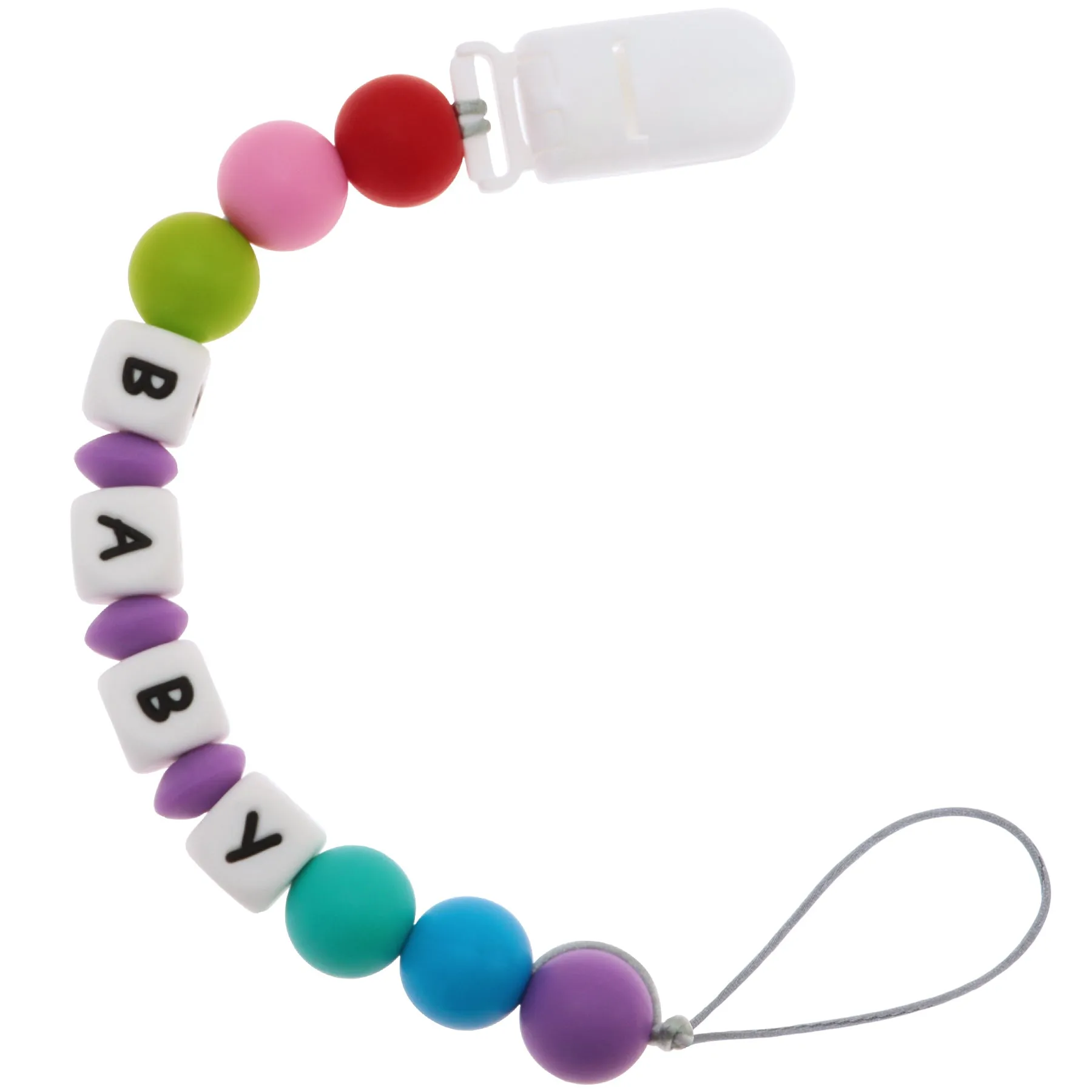 Personalized Pacifier Clip with Name - Multicolor