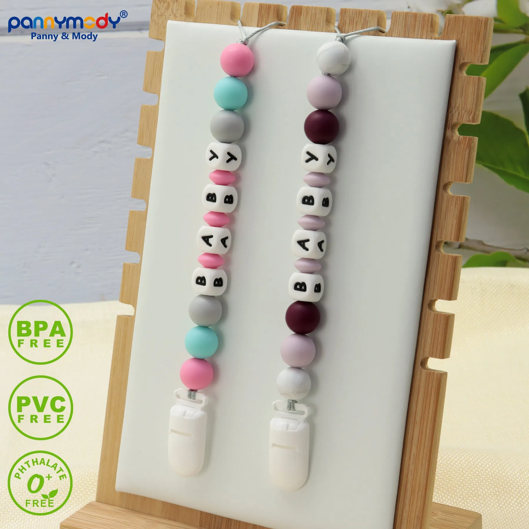 Personalized Pacifier Clip with Name - Multicolor