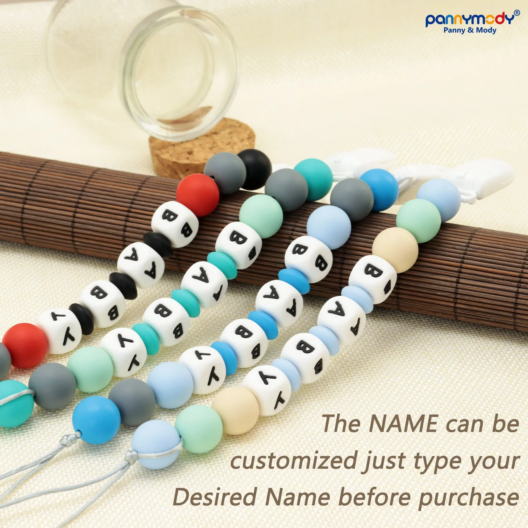 Personalized Pacifier Clip with Name - Multicolor