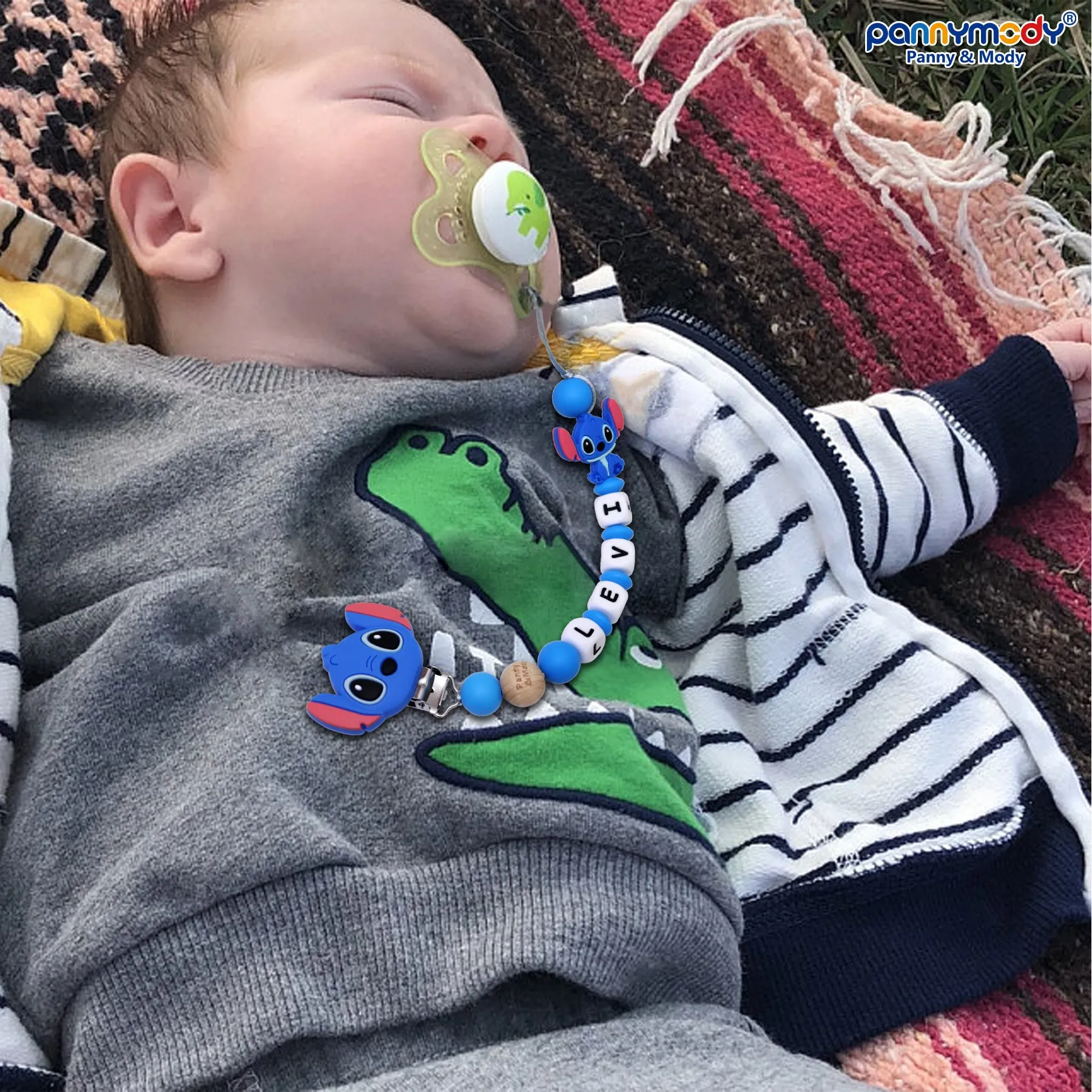 Personalized Pacifier Clip with Name - Stitch