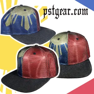 Philippines Sun Mesh Black 3 stars and sun SnapBack