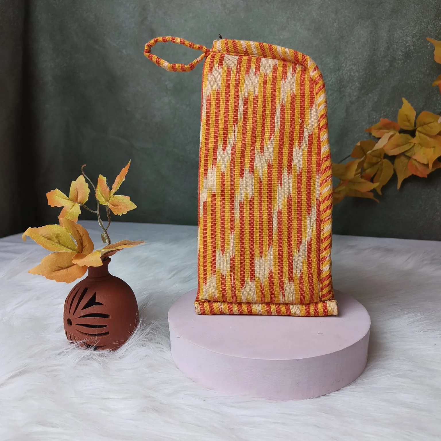 Phone Holder Orange Ikat