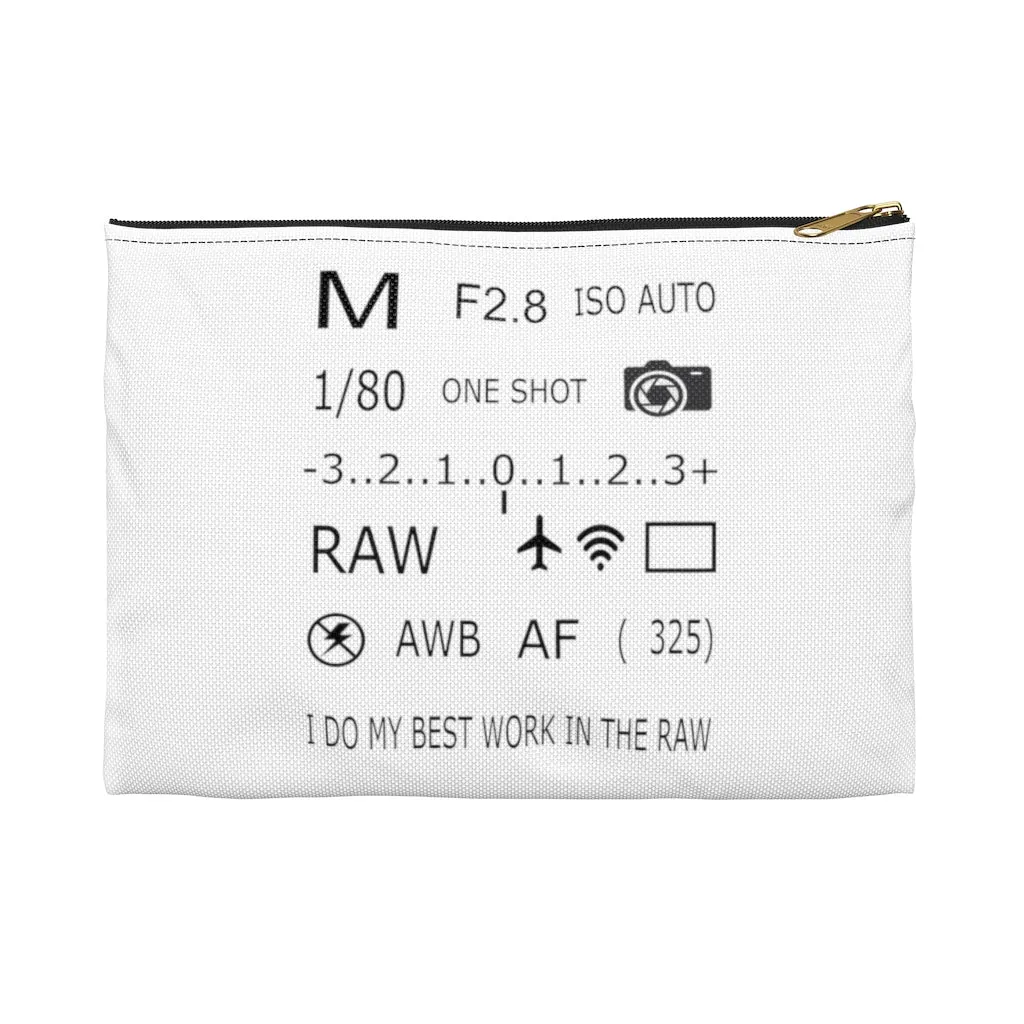 Photographer Raw White Zippered Accessory Bag (FWS) Made in the USA