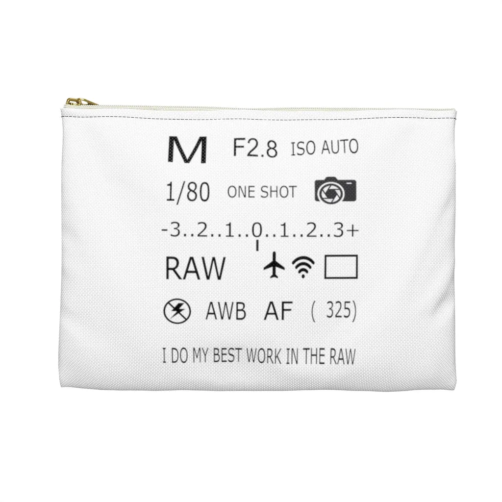 Photographer Raw White Zippered Accessory Bag (FWS) Made in the USA
