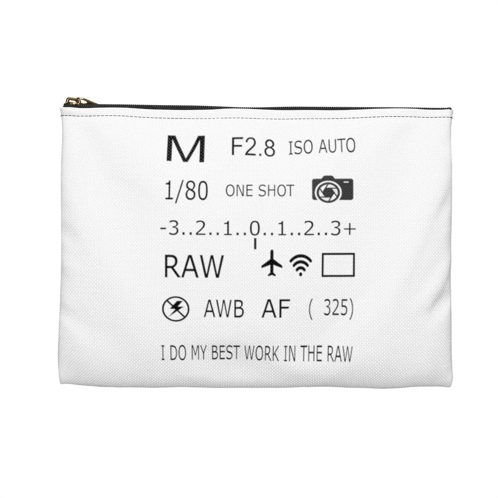 Photographer Raw White Zippered Accessory Bag (FWS) Made in the USA
