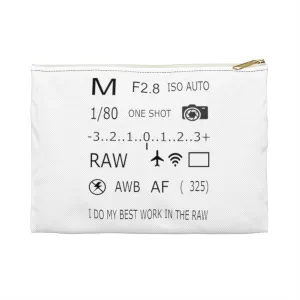 Photographer Raw White Zippered Accessory Bag (FWS) Made in the USA