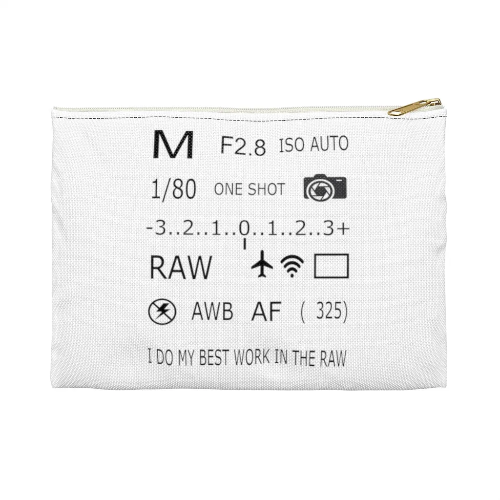 Photographer Raw White Zippered Accessory Bag (FWS) Made in the USA