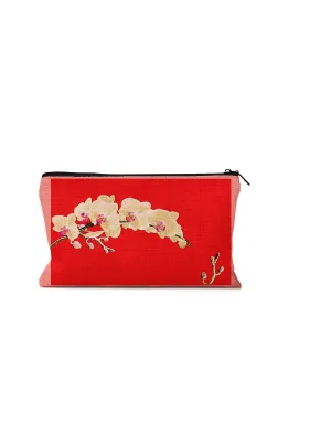 Pink Red Orchid Pouch, College Student Gift, Mother's Day Gift, Christmas Gift