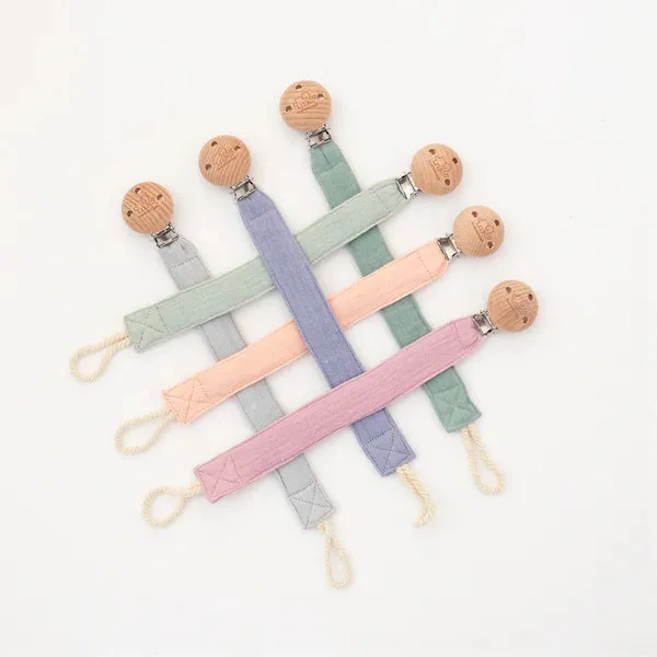 Playground Fabric & Beech Wood Pacifier Clip - Assorted