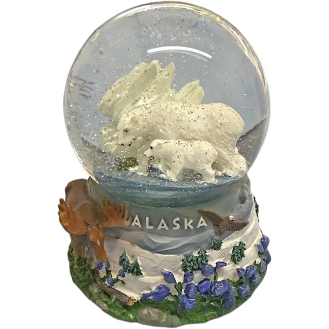 Polar Bear Alaska Musical Snow Globe 100mm