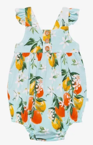 Posh Peanut Mirabella Henley Ruffled Capsleeve Bubble Romper