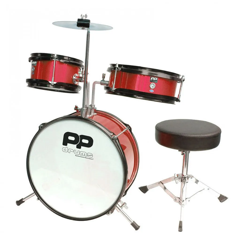 PP DRUMS JUNIOR 3 PIECE DRUM KIT - METALLIC RED