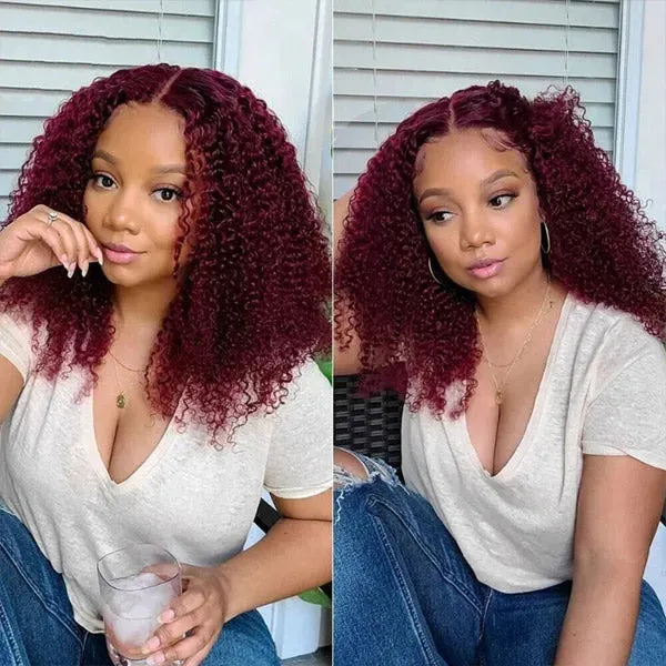 Precut Glueless Kinky Curly Lace Closure Ready To Wear Wig with Pre Plucked Hairline & Bleached Knots