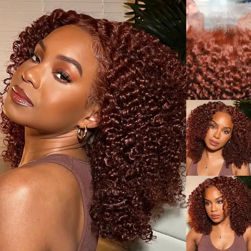 Precut Glueless Kinky Curly Lace Closure Ready To Wear Wig with Pre Plucked Hairline & Bleached Knots