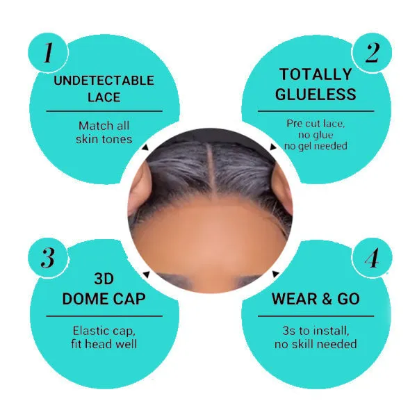 Precut Glueless Kinky Curly Lace Closure Ready To Wear Wig with Pre Plucked Hairline & Bleached Knots
